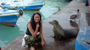 Galápagos, Santa Cruz, Puerto Ayora: Otti und der Seelöwe vom Fischmarkt