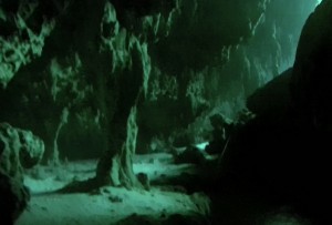 Mexiko, Tulum, Cenoten Tauchen: Glasklares Wasser in der Tiefe und das Licht von oben beleuchtet die Kavernen der Cenote Car Wash
