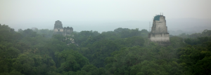 Guatemala, Tikal: Blick von Tempel 4. Von hier sieht man sich den Sonnenaufgang an, falls es Sonne gibt!