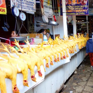 San Cristobal: Tote Hühner auf dem Mercado Central