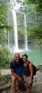 Palenque, Wasserfall Misol-Ha: Gruppenbild vor dem Wasserfall