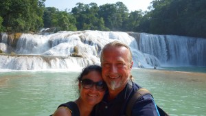 Palenque, Agua-Azul: Unser Selfie vor dem Wasserfall