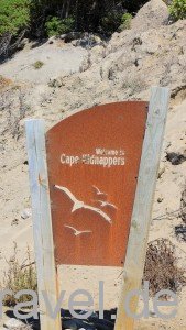 Der Eingang zum Naturschutzgebiet Cape Kidnapper
